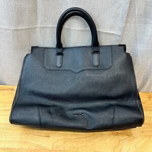 REBECCA MINKOFF Amorous Large Black Saffiano Leather Satchel Bag READ...